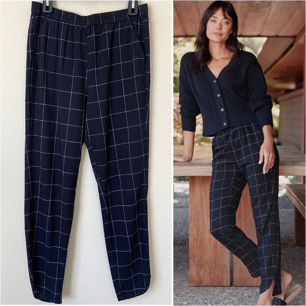 Marine Layer Allison Pant in Black Windowpane Contemporary Minimalist
